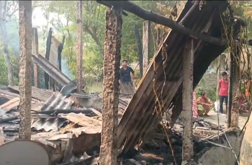 রাতের অন্ধকারে বিধ্বংসী আগুন পরপর দুটি বাড়িতে আগুন লাগে।